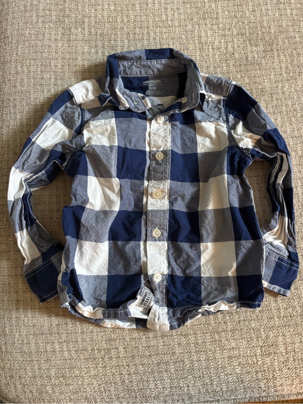 OshKosh B'gosh Navy & White Plaid Button-Down Shirt
